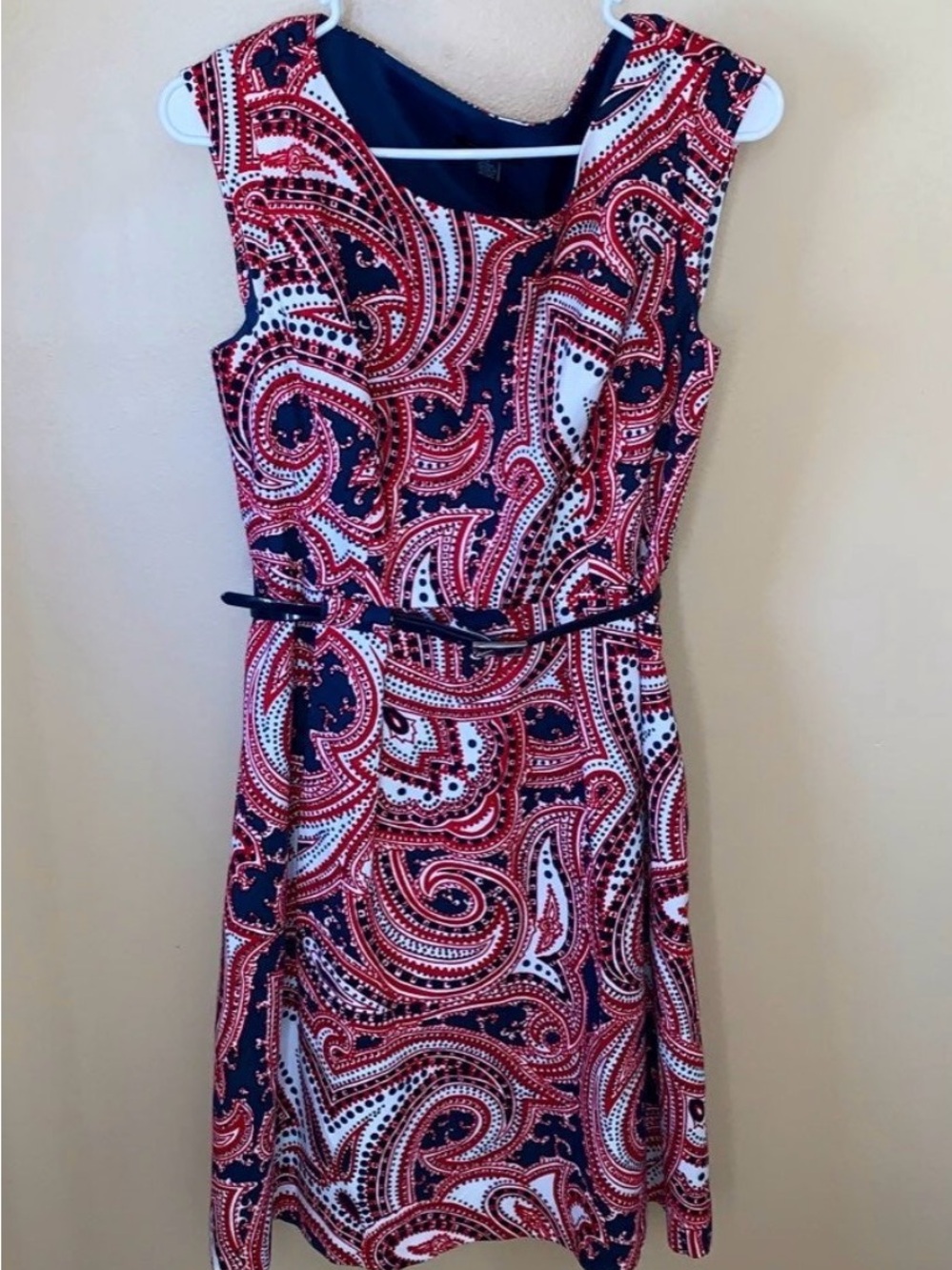 Tommy Hilfiger Red and Navy Paisley Midi Dress